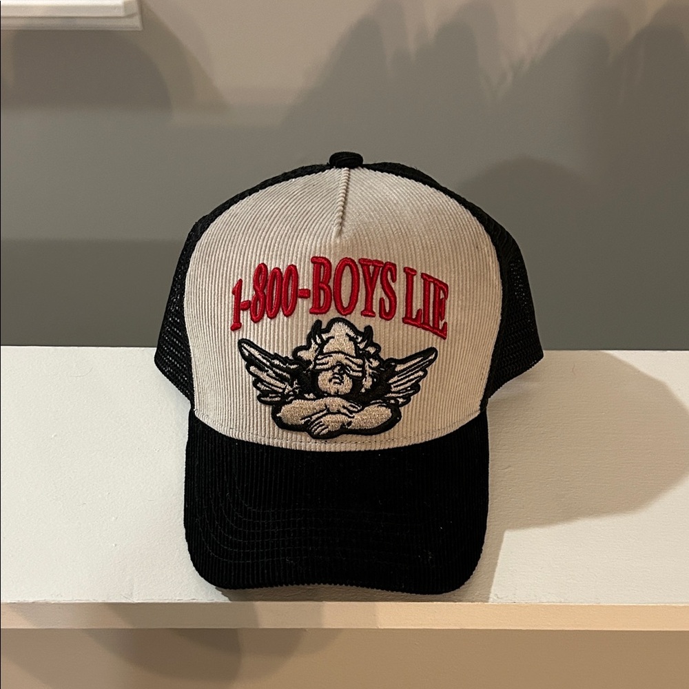 Boys Lie Black and Gray Corduroy Trucker Hat
